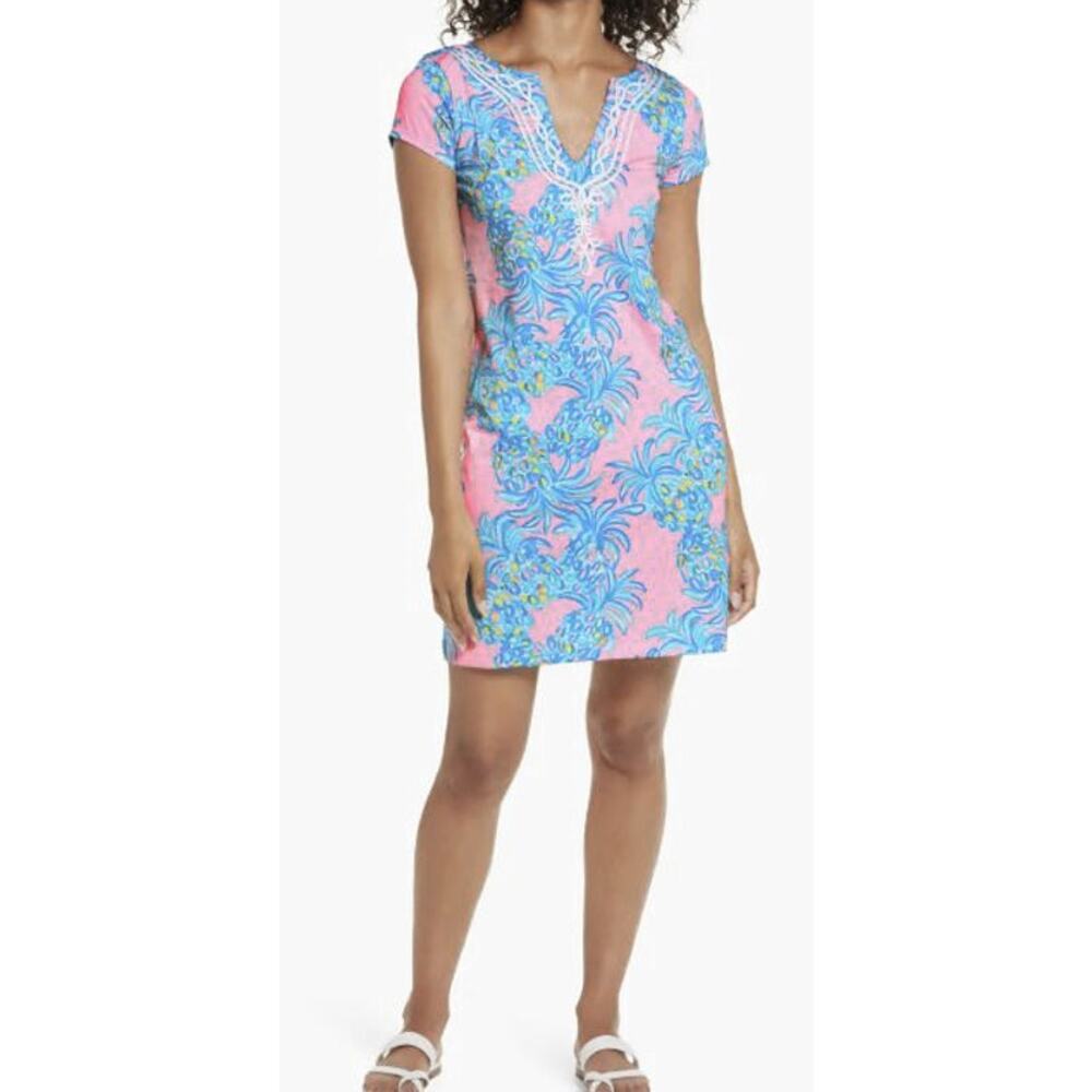 Lilly Pulitzer Womens Brewster Dress Pima Cotton In Pelican Pete Beat The Heat